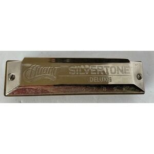 Silvertone Deluxe Harmonica 10 Hole Diatonic Key of C Silver Metal Musical Item